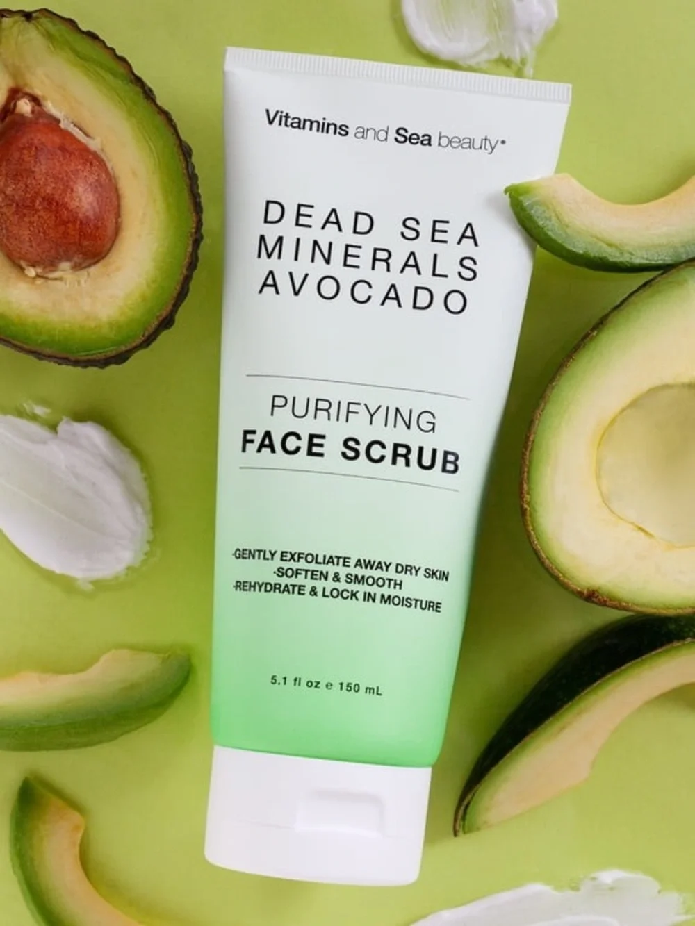 Vitamins and Sea Beauty Purifying Dead Sea Minerals & Avocado Face Scrub,